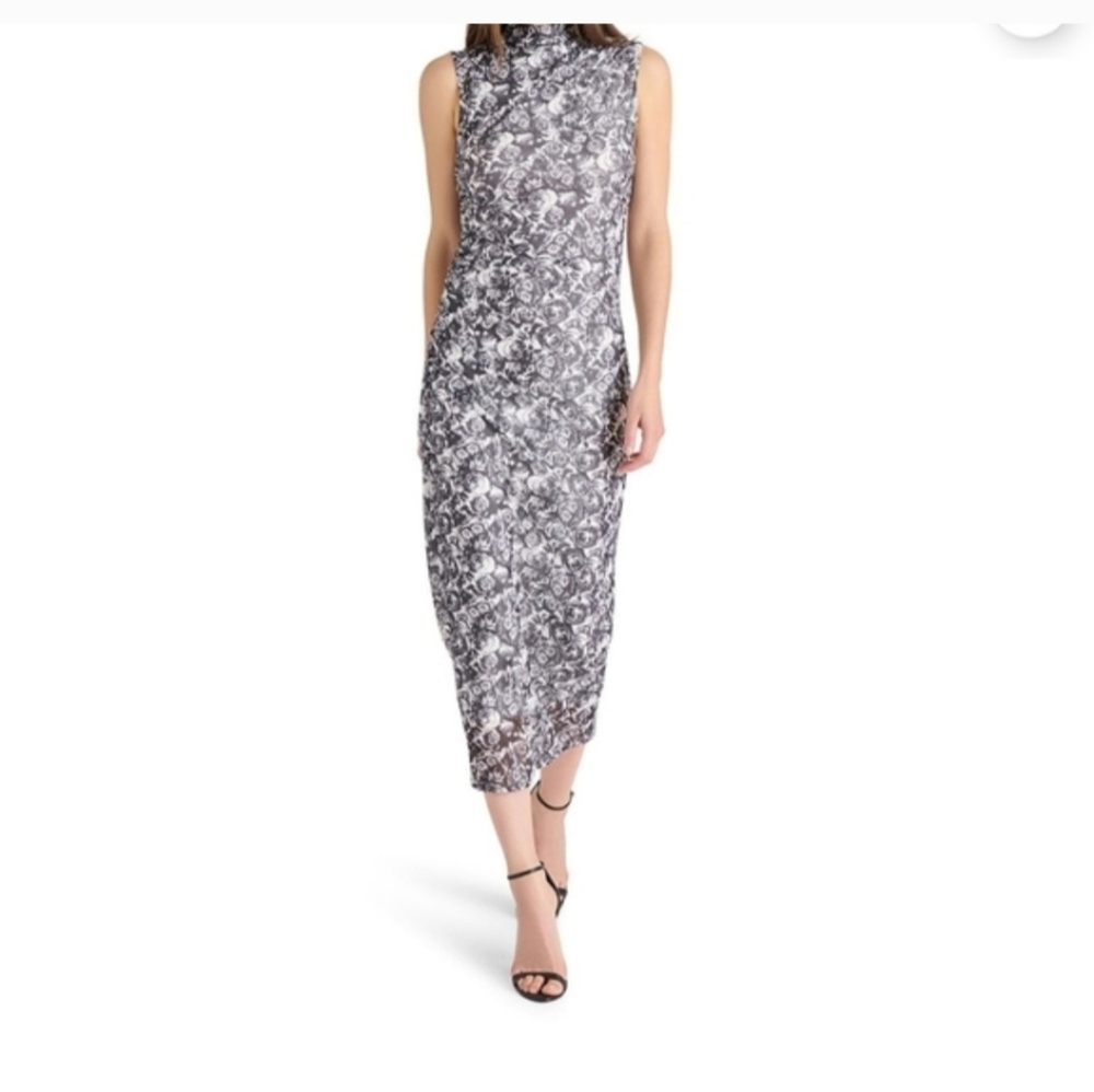 Betsey Johnson Women's Sleeveless Midi Dress Black Floral Small NWT